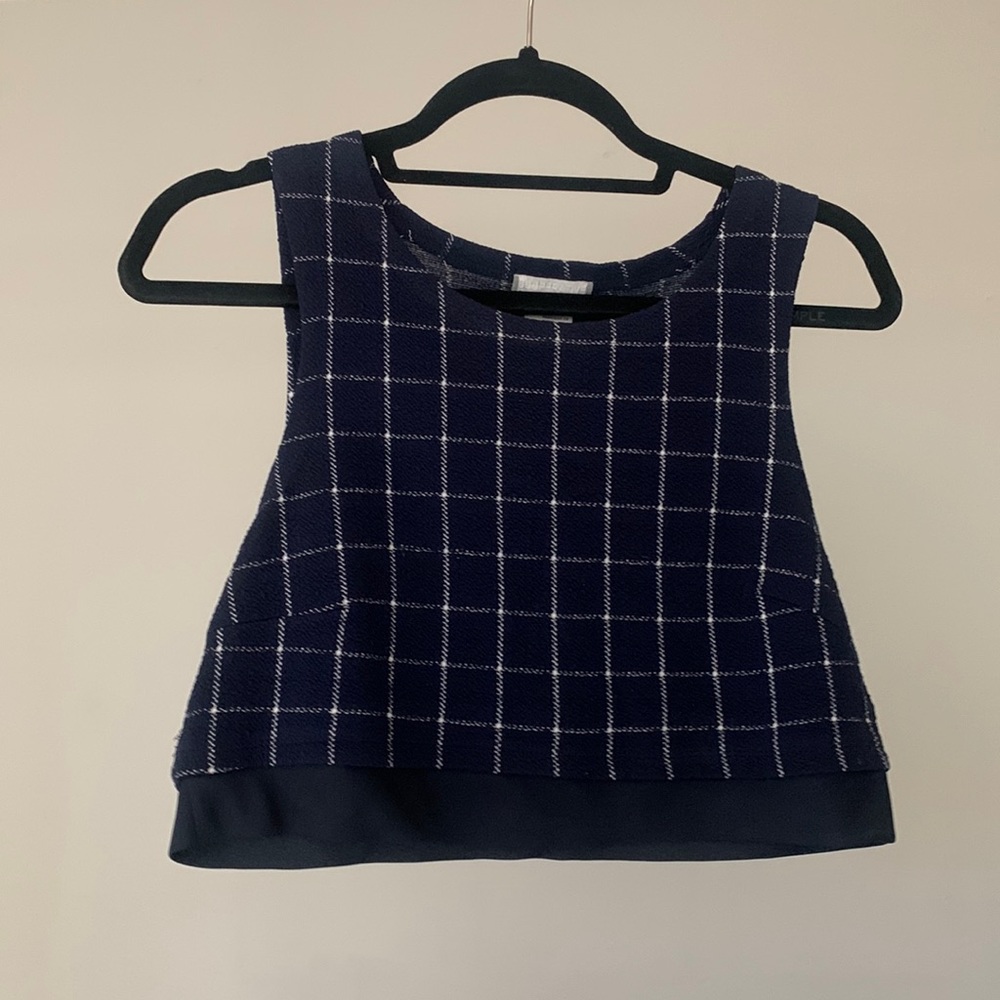 Urban Outfitters Navy Plaid Crop Top, Size Small
